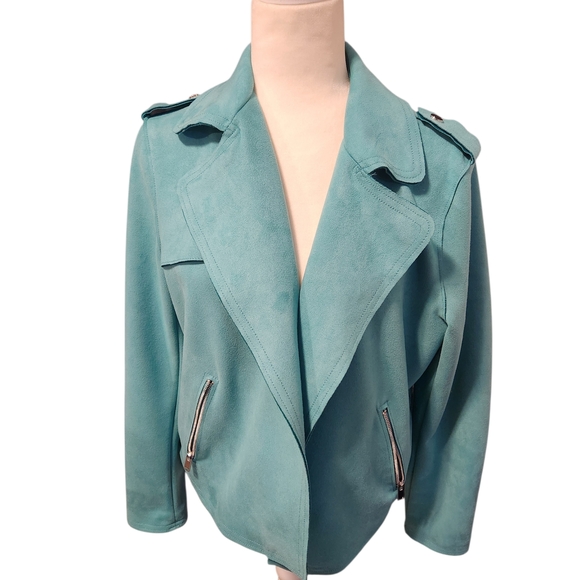 Philosophy Women's Aqua Leather Jacket - Picture 3 of 10